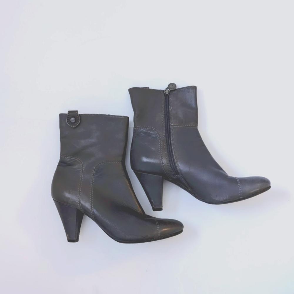 Miss Sixty grey leather 3" Heeled Booties with Tapered Heel. Size:8